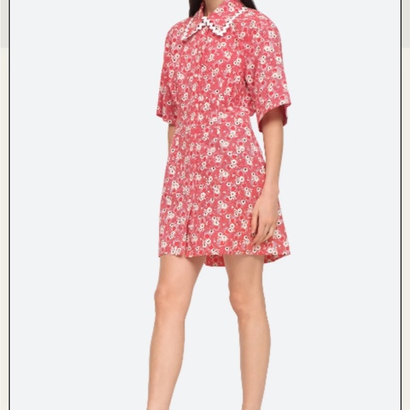 SEA NEW YORK DAISY PRINT BUTTON FRONT SHIRT DRESS ELBOW SLEEVES SIZE 16 NWT $350 - Picture 10 of 11